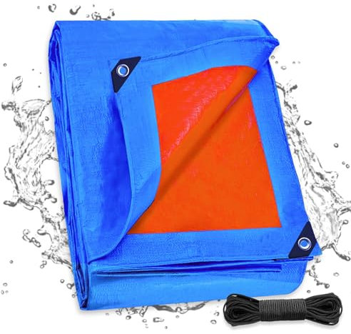 Dellna Telone di copertura con occhielli, 6 x 6 m, impermeabile e stabilizzato ai raggi UV, 130 g/㎡, in tessuto antistrappo, universale, per camion, piscina, campeggio, trampolino, mobili da giardino