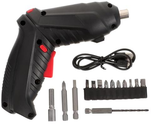 DIYEAH 1 Set Cacciavite ricaricabile Migliorie di casa senza fili portatile punte magnetiche trapano avvitatore ricaricabile piccolo cacciavite elettrico trapano elettrico addominali Nero