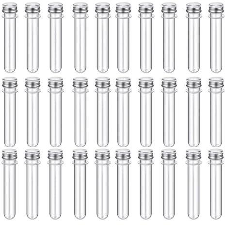 MENGKE 20Pcs Lab 30ml Plastic Clear Test Tube With Cover Multi-Purpose Storage Bottle For Party Favors Bottling Box Organizer