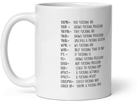 Angry Grammar Nerd Coffee Mug – Funny Gift for English Teachers, Writers & Editors – Sarcastic Language Lover Cup – Grammar Police Mug –Ceramic Coffee Cup for Word Nerds & Punctuation Freaks