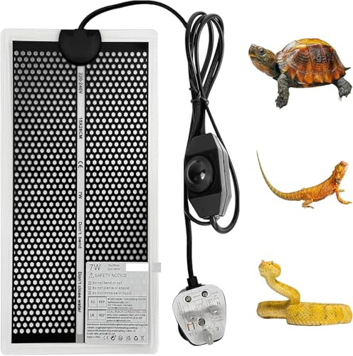 Newly UPgraded 7W Reptile Vivarium Heat Mats Pets Heating Pad for for Turtle,Snakes,Lizard,Gecko Plants Seeding Heat Pads Adjustable Amphibian Tank Warmer,UK Plug (14x28 cm) Heating is more uniform