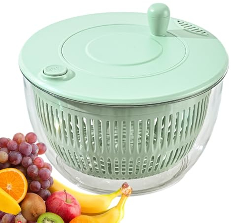 Pump Salad Spinner - Large Capacity Dryer, Kitchen Gadget | Multi-Functional Vegetable Washer, Clear Container Design, Compact Storage Friendly, Pasta Fries Slicer Efficient Food Prep Tool Easy Use