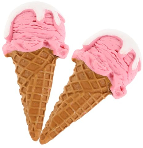 FUNNETOYU 2 Lebensechte Eiscreme Modelle aus Kunststoff Realistische Eistüten Deko für Party Ladendekoration und Fotoshootings