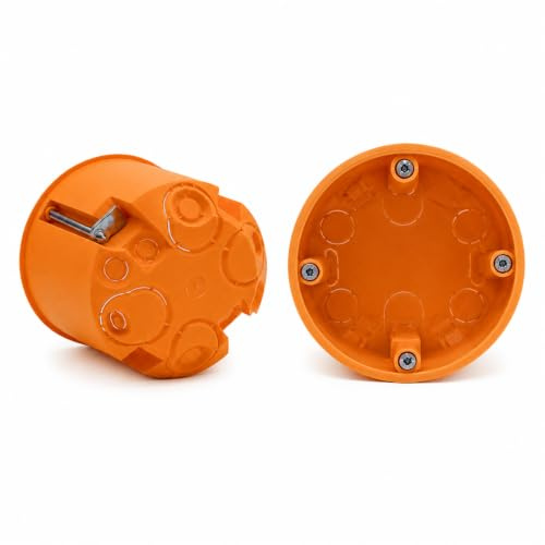 O4L Caja de enchufe para pared hueca Ø68x61 mm Naranja 15 unidades – Caja de enchufe para paneles de yeso y cartón yeso – Caja de enchufe empotrable para enchufes y interruptores de luz – Cajas de
