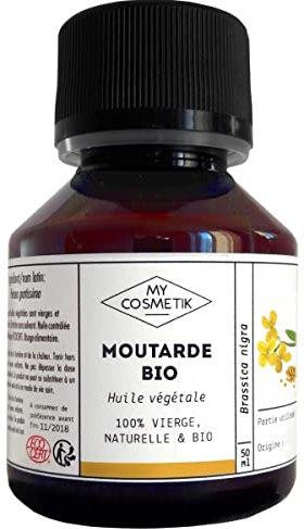 MY COSMETIK - Huile végétale de Moutarde - Cosmétique Biologique - 100% pure et naturelle - Fabriqué en France - Tonique capillaire et cutané - 50 ml