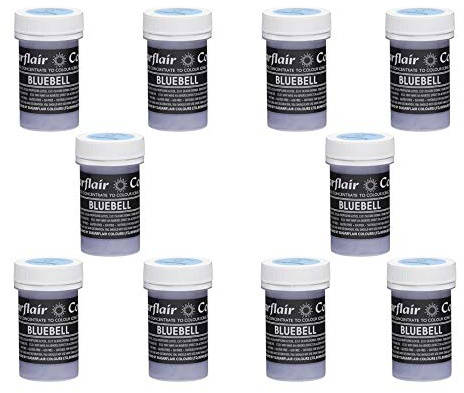 Sugarflair Bluebell Pastel Food Colouring Paste, Highly Concentrated for Use with Sugar Pastes, Buttercream, Royal Icing or Cake Mix, Subtle Colour Dye - 25g (Pack of 10)