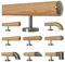 TIBU Kiefer Holz Handlauf Geländer 0,3m - 5m, Länge 350 cm, Ende leicht gewölbte Edelstahlkappe und 5 gerade Halter
