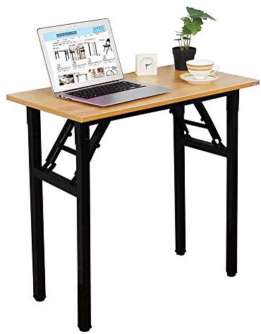 Sogesfurniture Mesa Escritorio Plegable 80x40cm - Compacto de Ordenador, Oficina y Estudio - Madera y Acero, Teca & Negro BHEU-AC5BB-8040