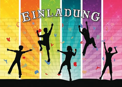 EDITION COLIBRI 10 Kletter-Einladungen: Geburtstagseinladungen Kinder, Mädchen/Jungen, 10-er Set, Klettern/Bouldern-Einladungskarten zum Kindergeburtstag (11064)
