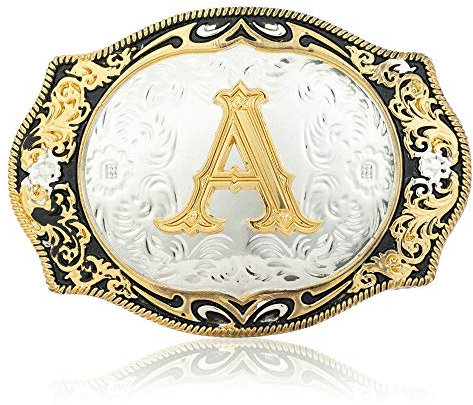 Vintage Fashion Western Gürtelschnalle A bis Z Initial Buchstabe Cowboy Gürtelschnallen für Herren - - Groß