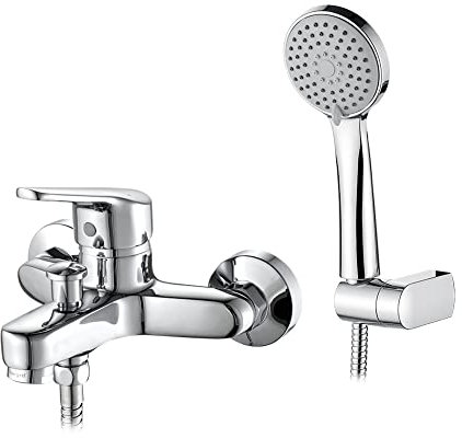 Ibergrif ROMA - Grifo para Bañera, Mezclador de Baño-Ducha Monomando para Instalación en Pared, Cromo