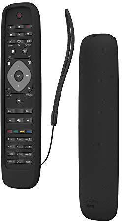 Silicone Protective Case Compatible with Philips TV Remote, Shockproof Anti-Scratch Shell Cover for philips tv Remote, Fit Like a Glove with Anti-Lost Hand Strap (Black)
