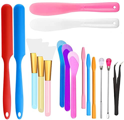 Rührstäbchenset aus Silikon, Silikon-Epoxid-Pinsel, Rührwerkzeug, Mischlöffel und Schaber, DIY-Werkzeug für Epoxidharz, Flüssigfarbe und Herstellung von Glitzerbecher, 16-teiliges-Set
