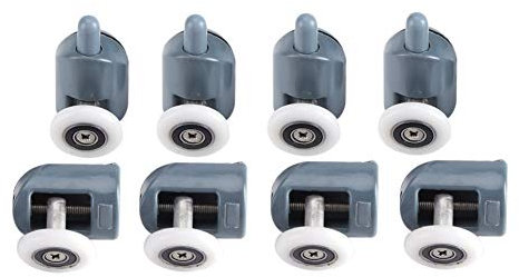 Set di 8 rulli per porte doccia - 4 rulli superiori e 4 rulli inferiori, per la vaschetta del bagno Carrucole per porte scorrevoli in vetro Ruote per guide(#1)