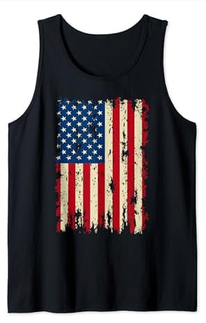 Vintage Distressed USA Flag Men's Patriotic American Flag Tank Top