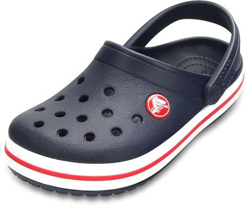 Crocs Crocband Clogs, Unisex-Kids Clogs, Lightweight and Durable Design, in Navy/Red Stripe Detail, Size C8 UK