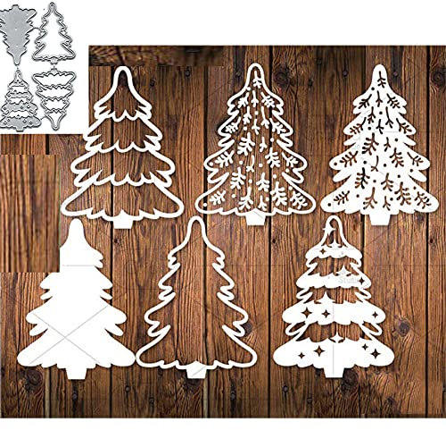 4pcs Christmas Tree Die Cuts,Merry Christmas Snowflake Metal Cutting Dies Cut Stencils Template Mould DIY Invitation Card Scrapbook Embossing Craft Card Making