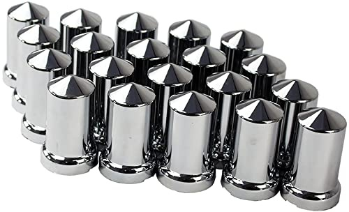 KASONG 33mm Chrome ABS Plastic Lug Nut Covers Caps with Flange Push on Bullet for Semi Truck (20)
