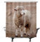Ulticool Duschvorhang - Schaf Lamm Tier - 180 x 200 cm - Waschbar - Anti Schimmel - mit 12 Ringen - Weiß Beige