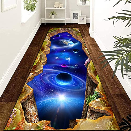 Siunwdiy Teppich Läufer Flur rutschfest,3D Holzmaserung Korridor Teppichläufer Waschbar Modern Küche Schlafzimmer Wohnzimmer Läufer Teppich Breite 60Cm/ 80Cm,A8,80x400cm/2.6ftx13.1ft