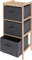 3 Drawer Storage Chest - Bedroom Bathroom Wooden Cabinet with 3 Grey Fabric Box Inserts