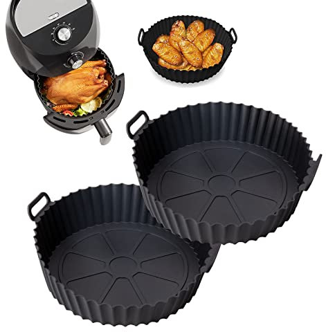 NANIWAAIYO Air Fryer Liners, Air Fryer Accessories, Compatible with Ninja, Tower air Fryer and Other Models of air fryers and Baking Roasting,Holiday Gatherings (Silicone circular 2PCS)