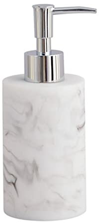 Seifenspender mit Marmormuster, Pumpflasche, nachfüllbar, flüssige Arbeitsplattenpumpe für Küche, Bad, Arbeitsplatte, Waschküche, Spülseife, rund, weiß, 270 ml
