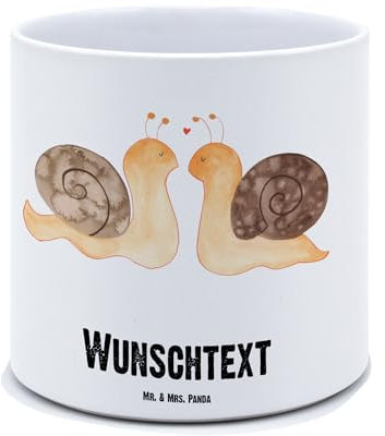 Mr. & Mrs. Panda Personalisierter XL Blumentopf Schnecken Liebe - Personalisierte Geschenke, Personalisierter Kräutertopf, Ehemann, verliebt,