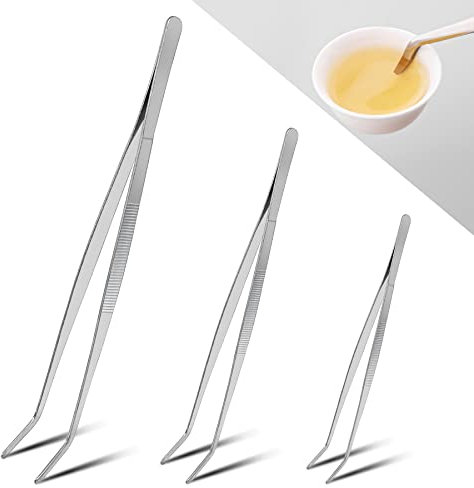 3 Pezzi Pinze Cucina Acciaio (20 Cm/25 Cm/30 Cm), Pinzette Professionali per Cucina,Pinze per Cucina, Pinze Cucina Professionali,Pinzette in Acciaio Inox Adatte per Chef, Bistecche,Barbecue(Inclinata)