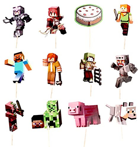 24 Stück Karikatur-Spiel Cupcake Topper RHYII-Anime Zeichen Kuchen Dekoration Karikatur Geburtstag Dekoration Karikatur Kuchen Topper Kuchen Topper für Kinder Themen Geburtstag Party
