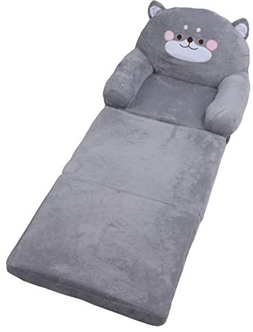 Pyhodi 2-in-1-Klappsofa für Kinder, Niedliches Graues Hundesofa, Breites Sofa Zum Umwandeln in Liege, Weiche Kindercouch, Ausklappbares Schlafsofa für Kinder, für Schlafzimmer, (3 Schichten)