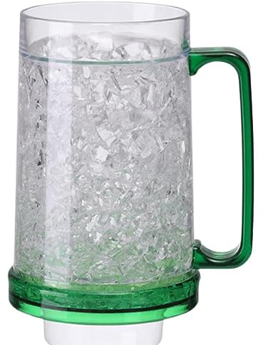 Frdun Tazas de cerveza de plástico de doble pared para congelador, tazas de helado, tazas de congelador, tazas de hielo para bebidas heladas, jugo fresco