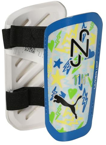 Puma Neymar JR Ultra Light Strap Schienbeinschoner, Erwachsene, Unisex, Weiß-Mehrfarbig (Mehrfarbig), XL