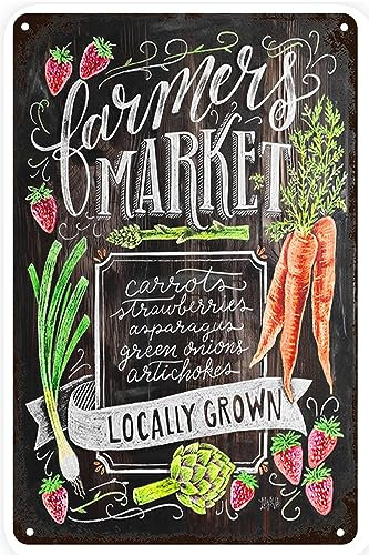 Farmers Market Retro Vintage Metall-Blechschild, primitive Bauernhaus-Landküchenschild, Speisekammer-Schilder, Wanddekoration, 20,3 x 30,5 cm