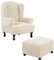 Thdsubb Ohrensessel Überzug Sesselbezug Sessel Sessel-Überwürfe Tiger Stuhlbezug Ottomane Schonbezug Hockerüberzug Husse Für Fußhocker (Beige,Ohrensessel+Quadrat L)