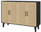 Panana Buffet Storage Cabinet with Rattan Decorating Living Room Wood Kitchen Sideboard Accent Cabinet (123(W) x 38(D) x 88(H) cm, Black)