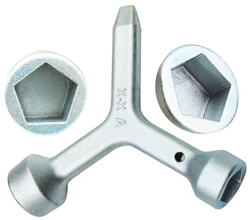 Rsoise Dreieckiger Panzersteckschlüssel MKF2 Elektrischer Kastenschlüssel Meter Panzerbox Abdeckung Schlüssel für Zähler und Bordsteinkästen (1 Stück - Silber)