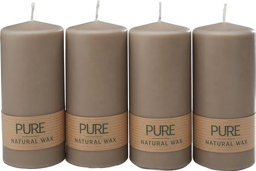 Stumpenkerze Pure Natural Wax, Ø 6 x 13 cm Sand