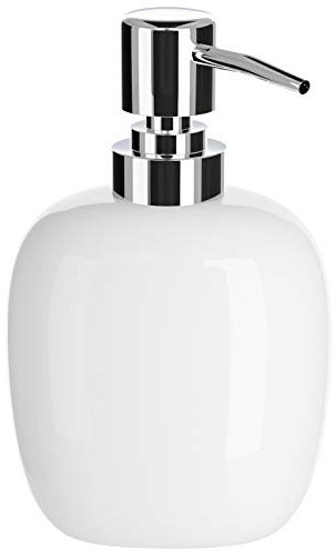 Nuscen White Ceramic Soap Dispenser - 450ml Square Hand Wash Pump for Luxurious Bathrooms, Kitchens, Hotels | Elegant Shampoo Lotion Bottle | Sleek Design,Easy Dispensing |Modern Living Spaces-Oval