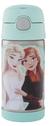 Thermos kids FUNTAINER STRAW BOTTLE DISNEY Bouteille isotherme pour enfant, 0,35 l, en acier inoxydable avec paille, passe au froid pendant 12 h, passe au lave-vaisselle, étanche, sans boissons