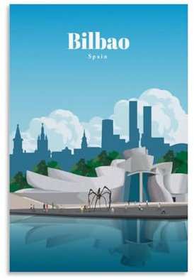 GAJUST Reise-Vintage-Poster, Visit Bilbao, Leinwanddruck, Kunstposter, ungerahmt, 30 x 45 cm