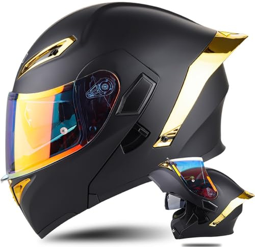 Motorradhelm Integralhelm Klapphelm ECE Zertifiziert Modularer Helm Doppelvisier Moped Street Racing Helm für Erwachsene Männer Frauen Roller Helm Sturzhelm Damen Herren Erwachsene