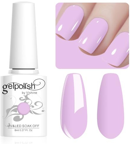 Vishine Vernis Gel Semi Permanent Macaron Violet pastel Vernis à Ongles UV Gel Soft Bright Colors Longue Durée Soak Off Nail Art Manicure Salon 8ml LM199