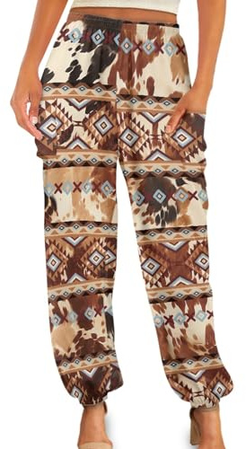 UNICEU Navajo Western Geometric Casual Baggy Loose Harem Pants for Women Kung Fu Pants Tai Chi Pants Sports Loose Yoga Sweatpants