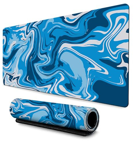 Bright Creations Ink Painting Mouse Mat, XL Gaming Mouse Pad, Office Mousepad with Anti-Slip Base, Precise Control Gaming Mouse Pad, Large Mice Mat Desk Pad with Stitched Edges (Blue Fluid Art)