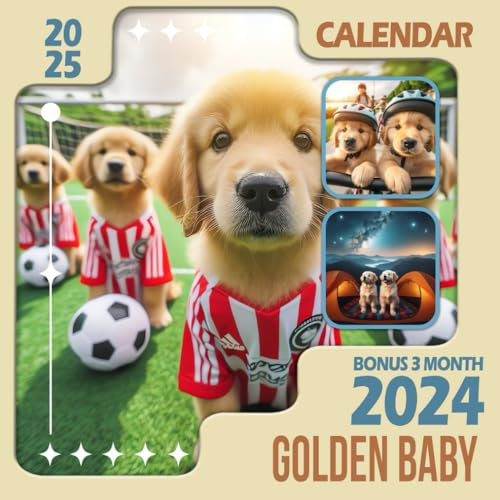 Golden Baby Calendar 2025: From October 2024 to December 2025, Including Bonus 3 Months 2024 with Photography of Adorable Dog, Perfect for Organizing and Planning