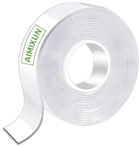 AIMIXUN Doppelseitiges Klebeband, Double Sided Tape Transparent 3 meter Extra Starke Klebekraft Wasserdichtes Klebeband Doppelseitig Ablösbar zum Aufhängen von Bildern, Postern, Teppichen, Fotos