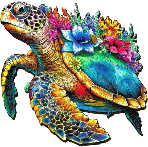 ESC WELT Holzpuzzle Schildkröte 300 Teile - Anspruchsvolles Denkspiel für Kinder & Erwachsene - Umweltfreundliches & Unterhaltsames Lernspielzeug - Herausforderndes Spiel - Denkspiel aus Holz
