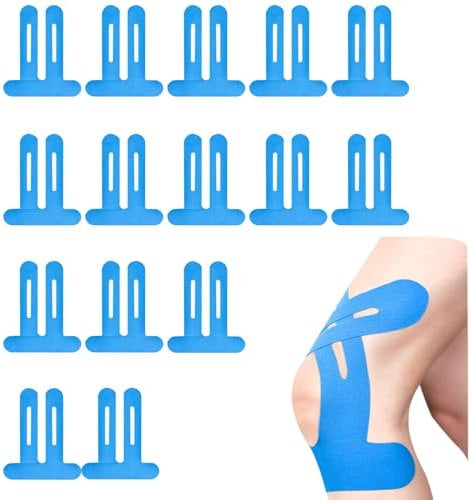 Landrain 15 Stück Blau Kinesiologie Tape, Knie Kinesiotape, Kinesiotapes Vorgeschnitten für den Knieschutz beim Sport