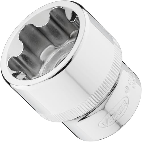 VIGOR T+ Steckschlüsseleinsatz, V7920-EP32, 1/2″, EP Profil, SW E32+ | 1/2 Zoll (12,5 mm) Vierkant hohl, Antrieb 1/2 Zoll (12,5 mm) Vierkant hohl, Abtrieb E+ Profil, Ø Abtrieb 36 mm, 171 g